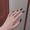 Vintage Dark Purple False Fingernails Artificial False Nails Tips Full Cover Fake Art Nails Fake Nails
