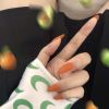 Summer Orange False Fingernails Matte Artificial False Nails Tips Full Cover Fake Nails for Office Daily Party Fake Nails